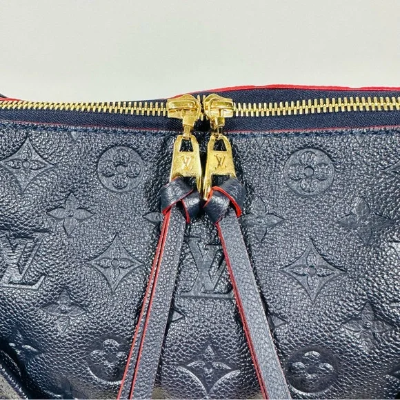 Louis Vuitton Ponthieu Handbag Monogram Empreinte Leather PM Blue Marine Rouge - Picture 2 of 16